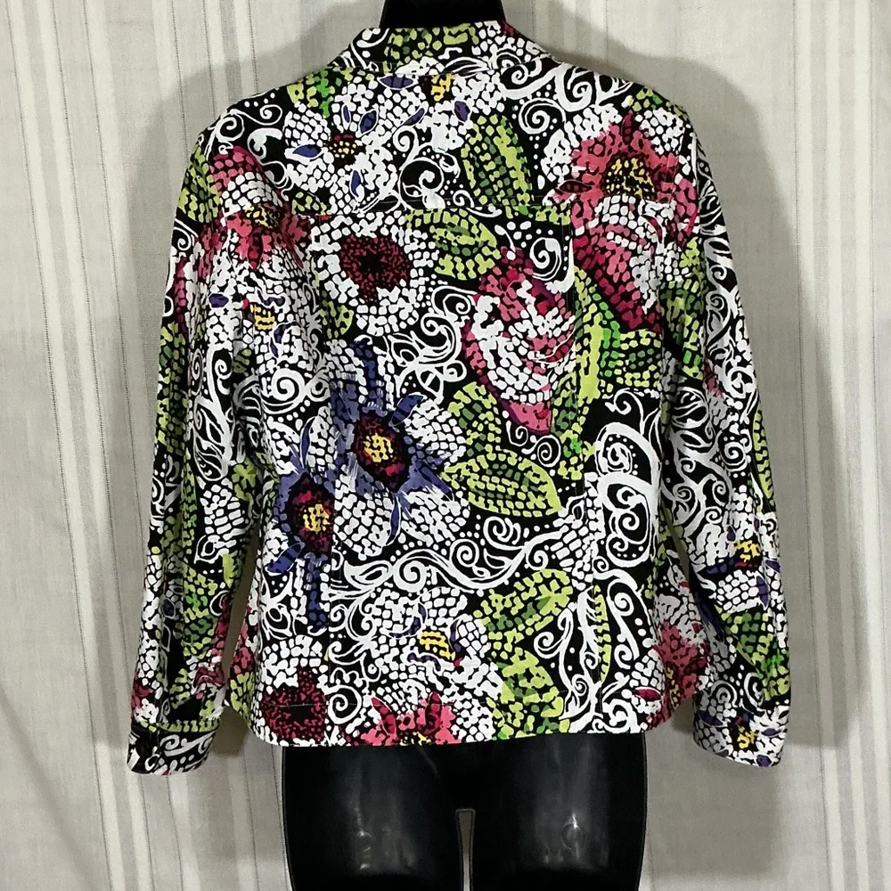 Coldwater Creek Floral Print Button Front Jacket Blazer MP
